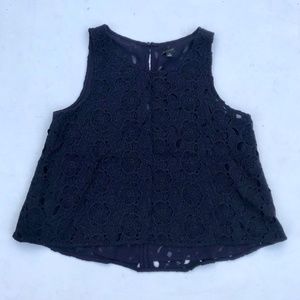 Ann Taylor Navy Blue Lace Sleeveless Blouse
